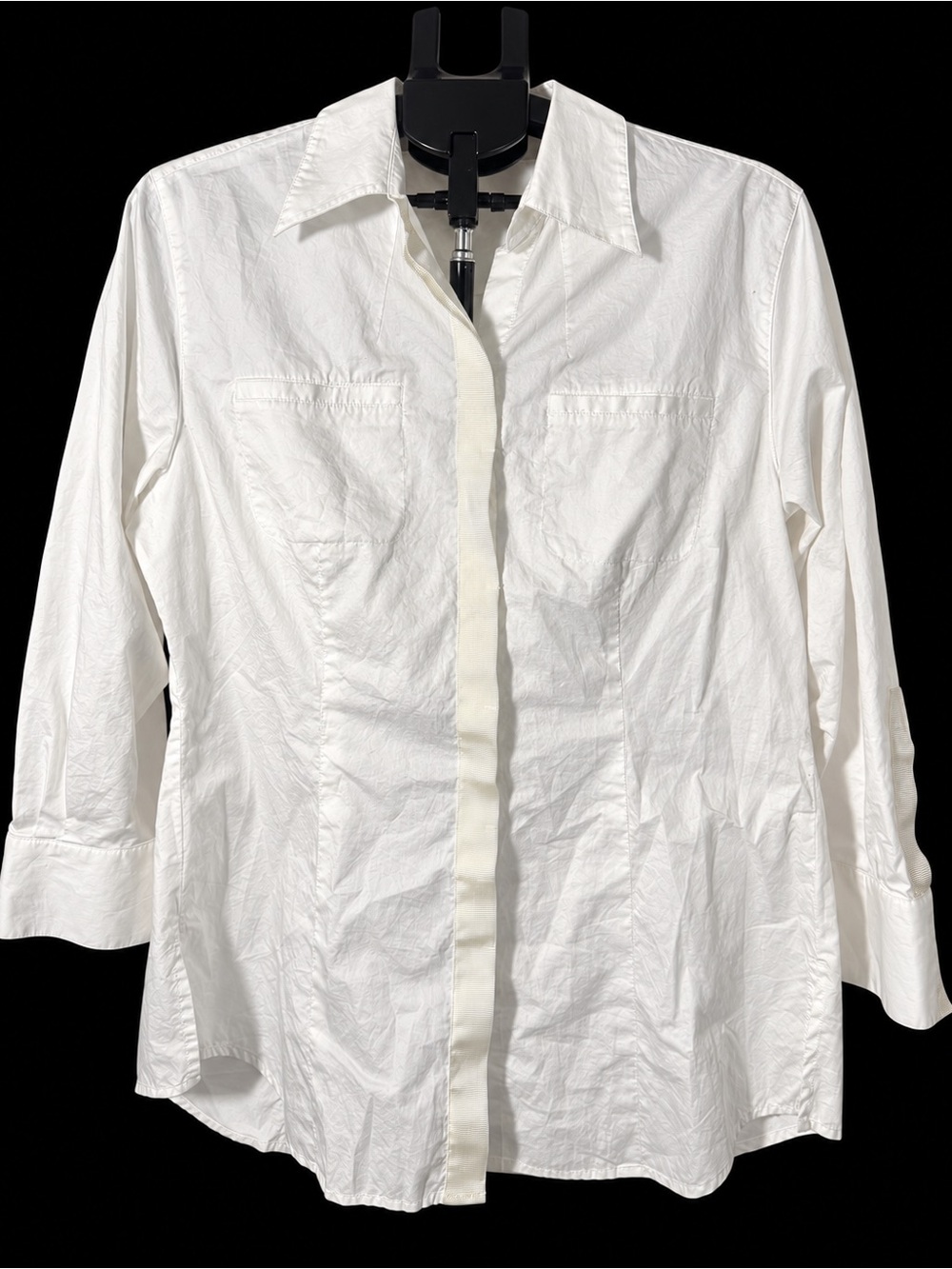cabi White Cotton Button Front Blouse XL Minimalist Shirt